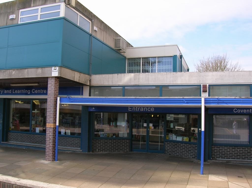 Colour photo of Bell Green Library in Riley Square.
