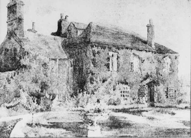 A black and white representation of a watercolour painting of the Langleys in the 19th century