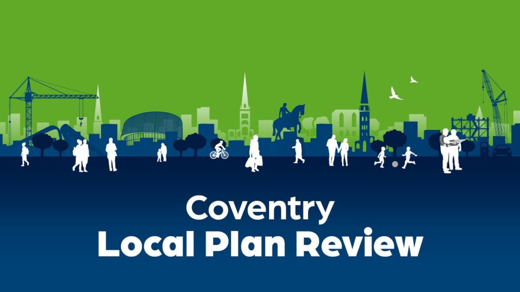 Coventry skyline graphic with people and text ‘Coventry Local Plan Review.’