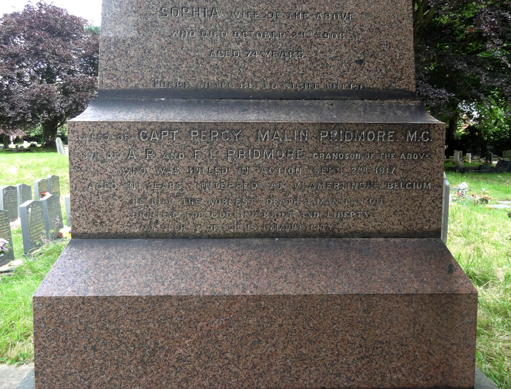 Pridmore memorial at St. Micheal's Stoek