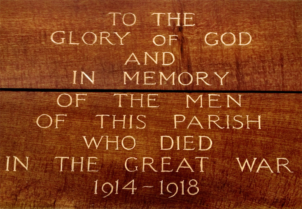 Memorial panel at St. Peter's Hillfields