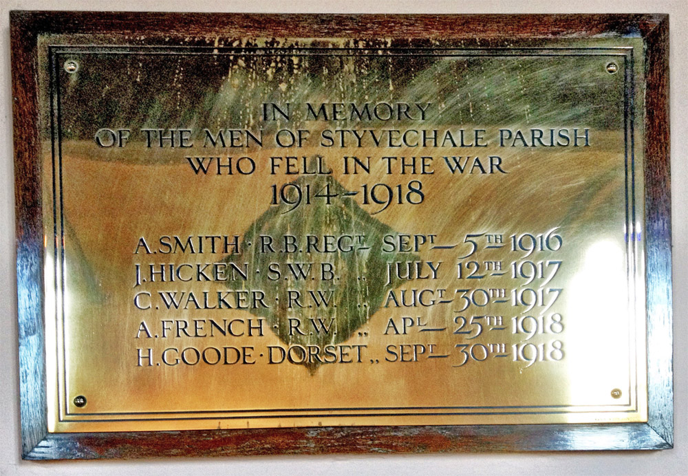 Memorial plaque at St James