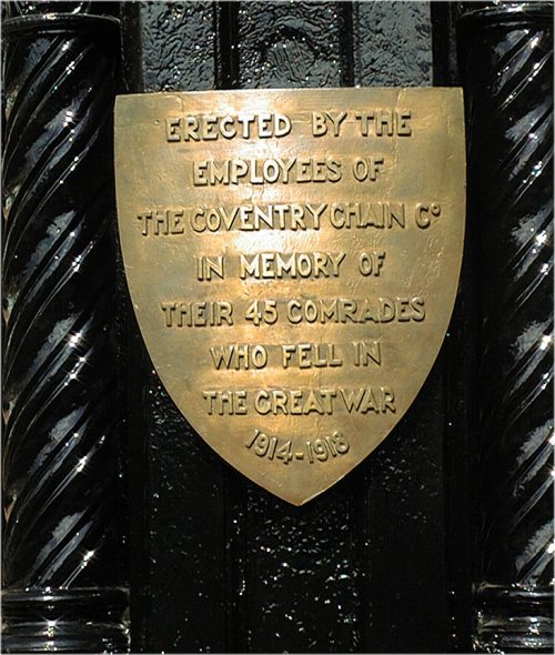 Plaque on Coventry Chain memorial