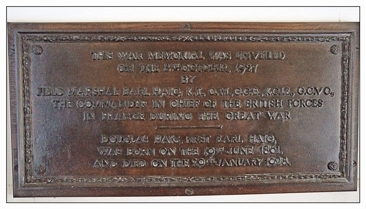 plaque inside war memorial